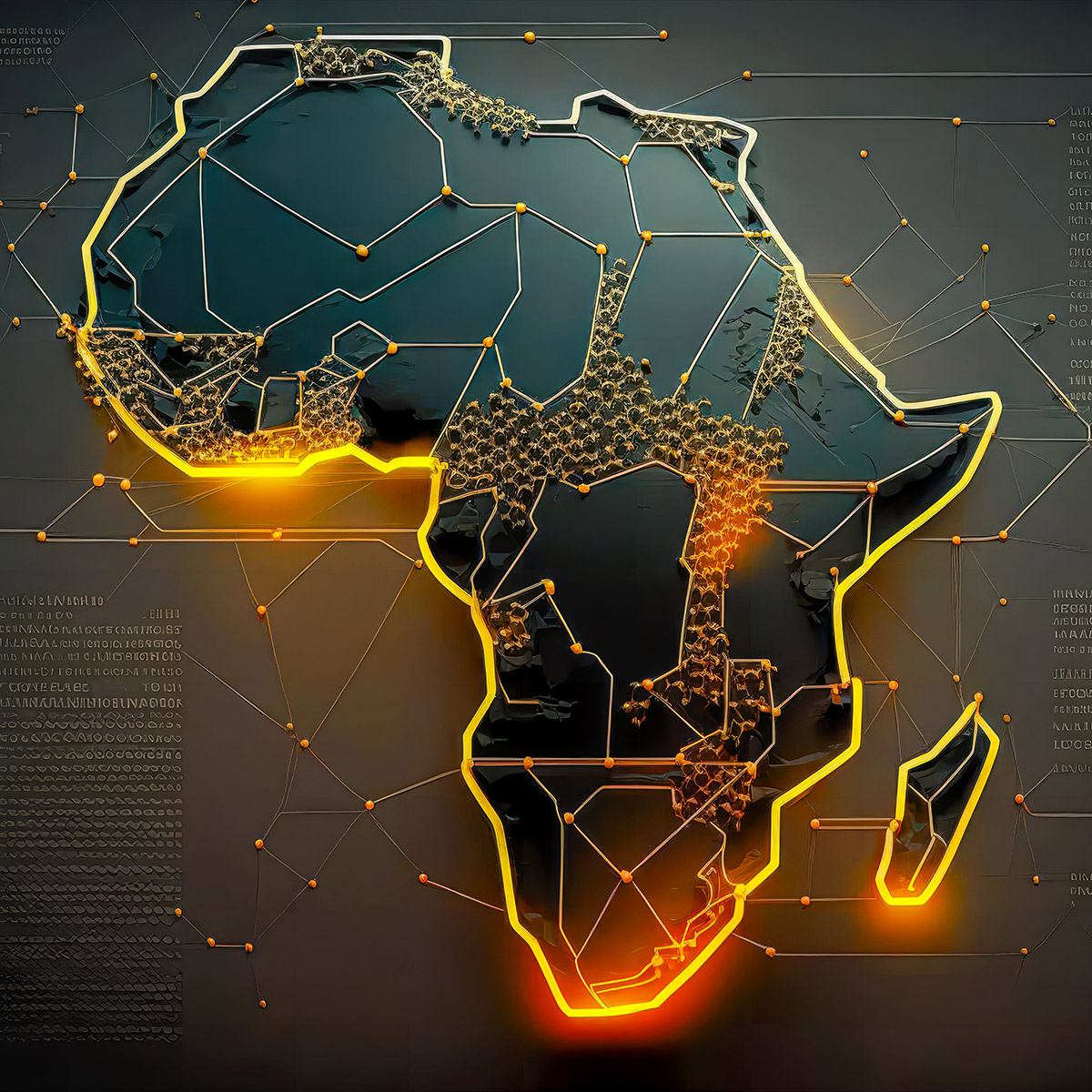 Schematische Darstellung von Afrika mit Verbindungslinien