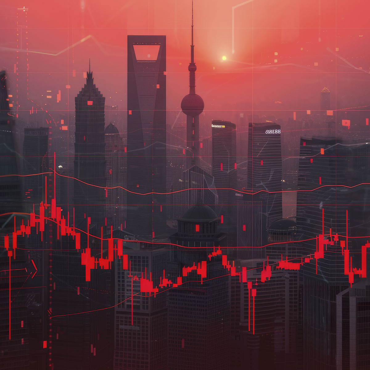 Skyline einer chinesischen Megacity, ki-generiert