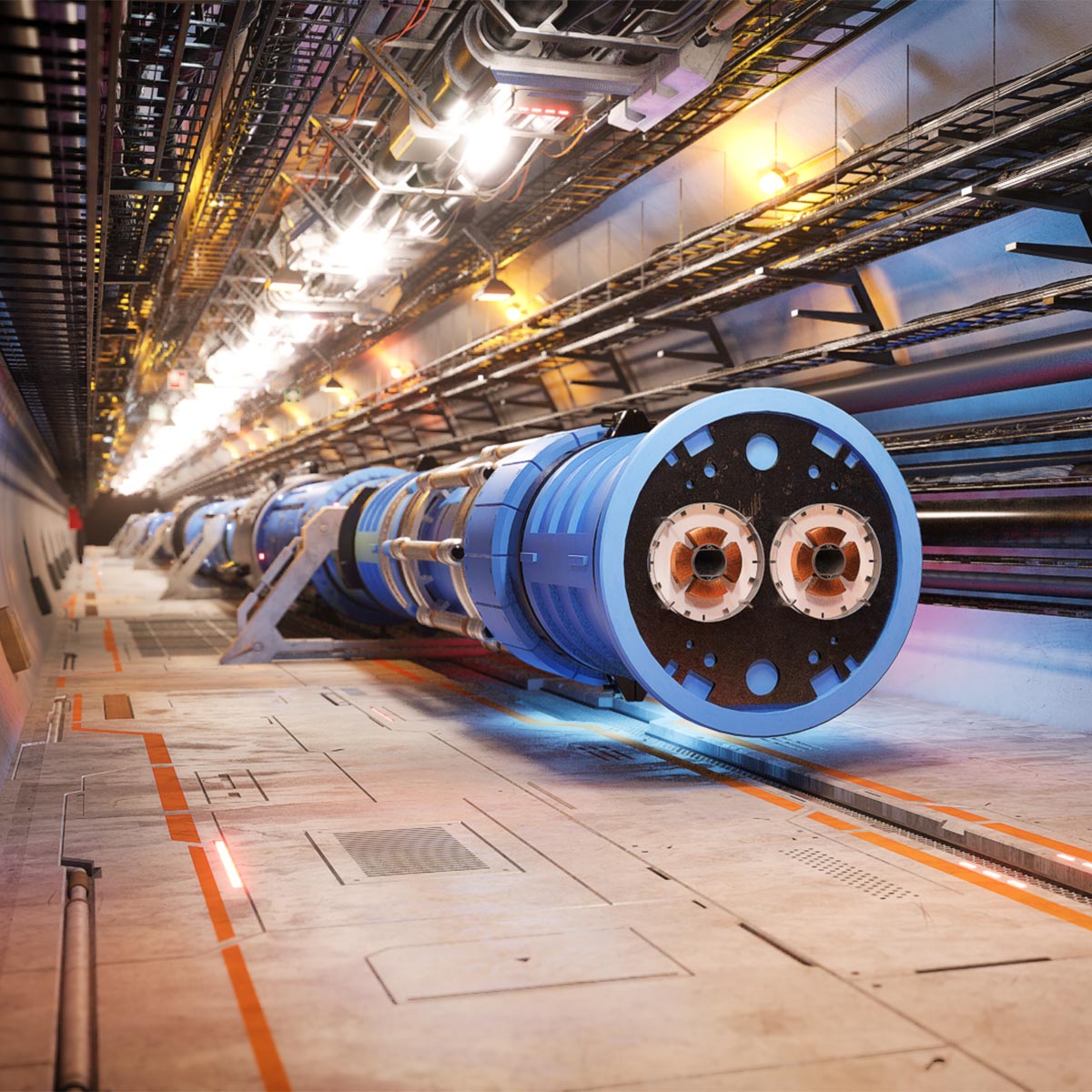 Künstlerische Darstellung des Tunnels für den FCC-hh (Proton-Proton-Kollider)