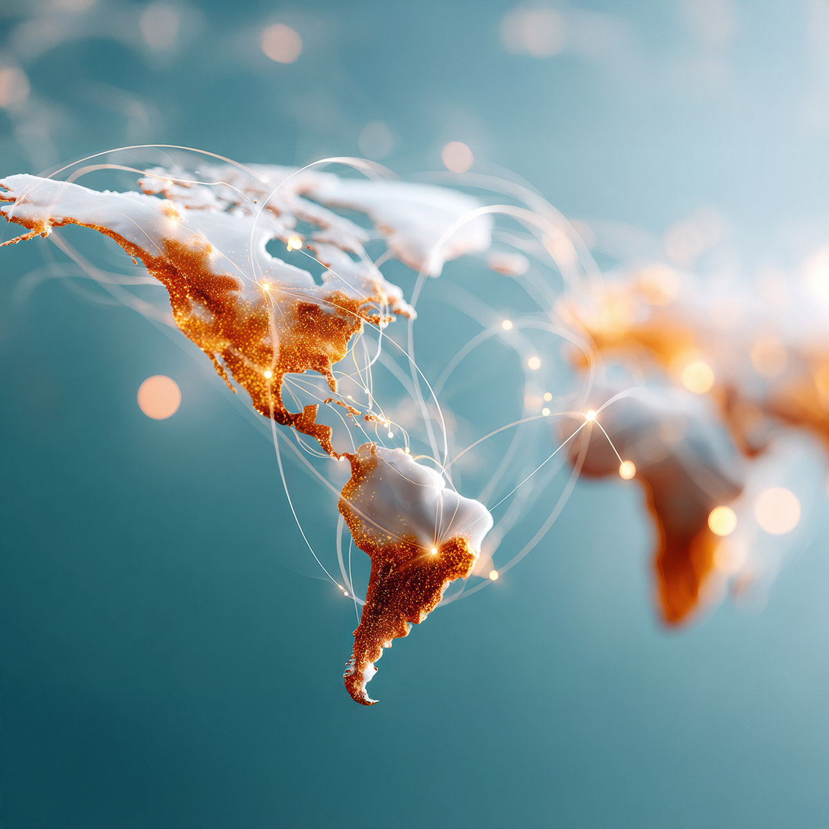 Weltkarte mit Handelsrouten, ki-generiert